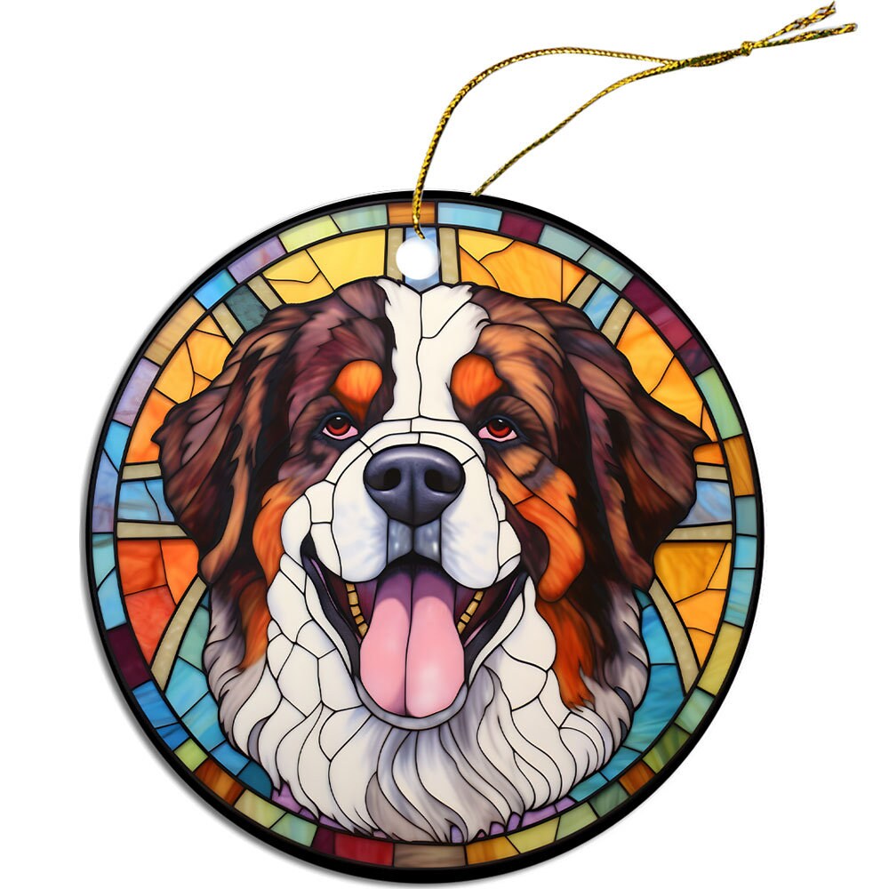 Dog Breed Christmas Ornament Stained Glass Style, 