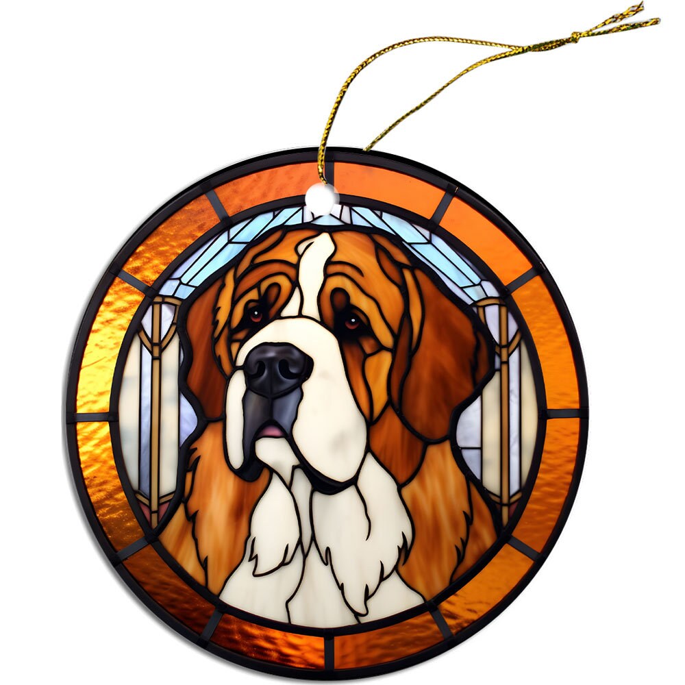 Dog Breed Christmas Ornament Stained Glass Style, 