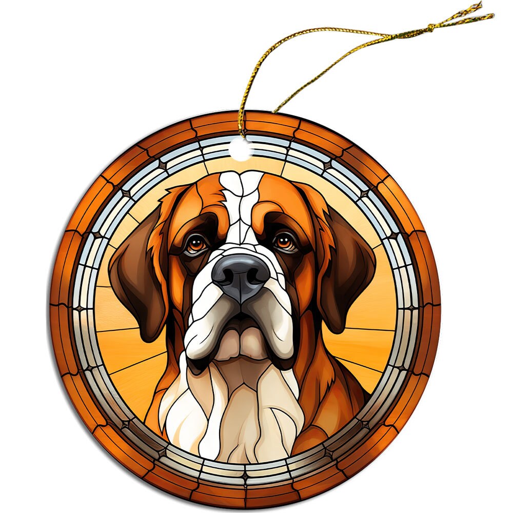 Dog Breed Christmas Ornament Stained Glass Style, 