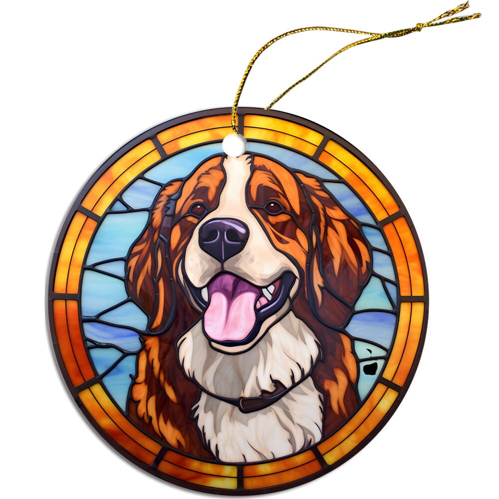 Dog Breed Christmas Ornament Stained Glass Style, 