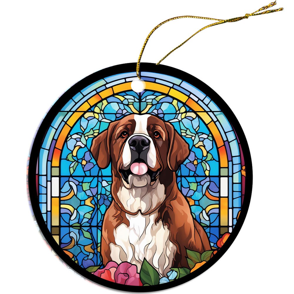 Dog Breed Christmas Ornament Stained Glass Style, 