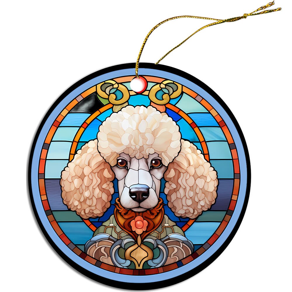 Dog Breed Christmas Ornament Stained Glass Style, 