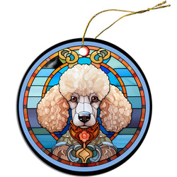 Dog Breed Christmas Ornament Stained Glass Style, "Toy Poodle"