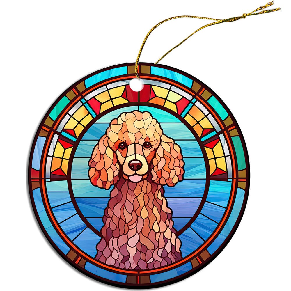 Dog Breed Christmas Ornament Stained Glass Style, 