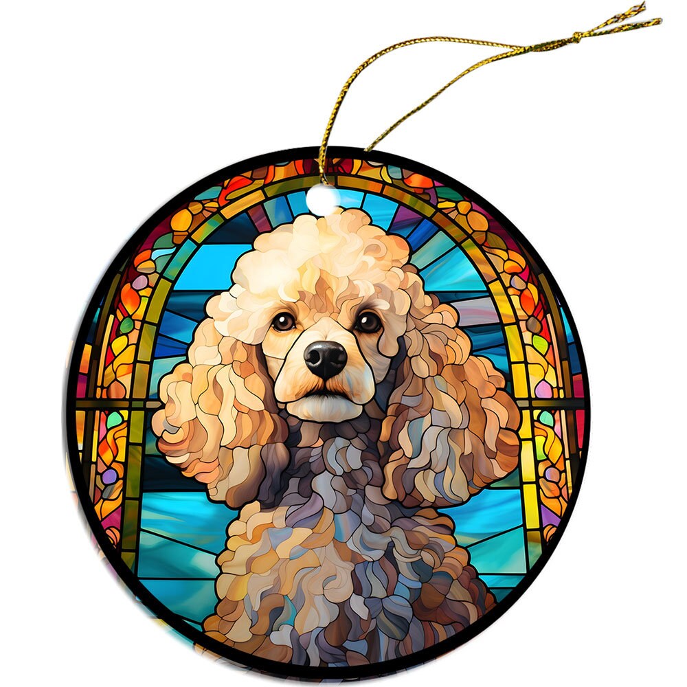 Dog Breed Christmas Ornament Stained Glass Style, 