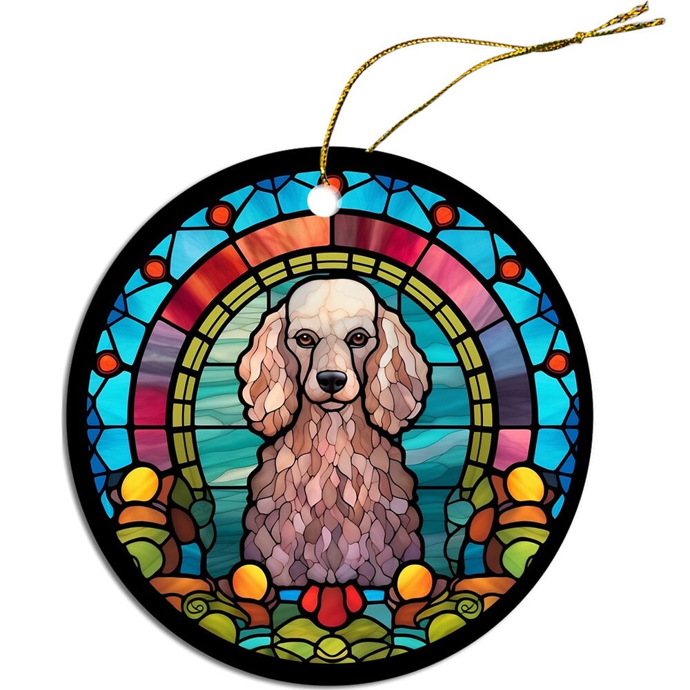 Dog Breed Christmas Ornament Stained Glass Style, 