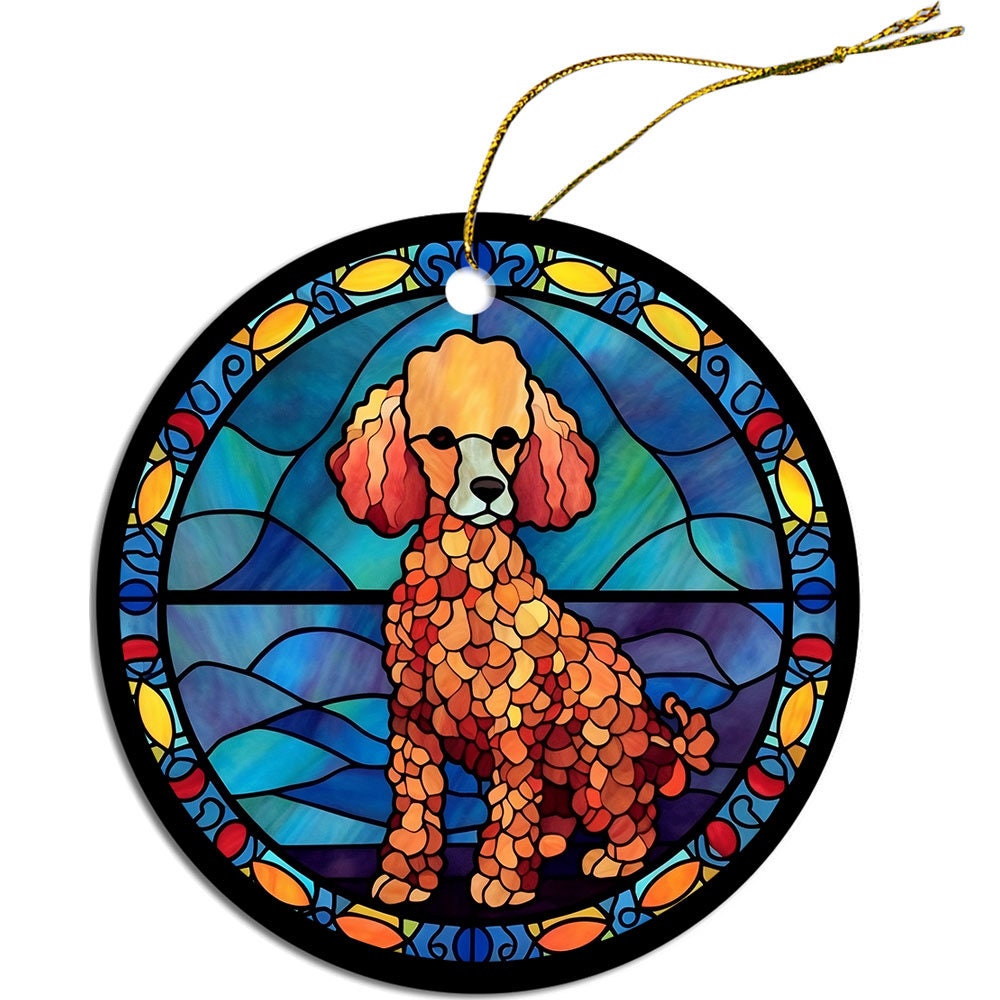 Dog Breed Christmas Ornament Stained Glass Style, 