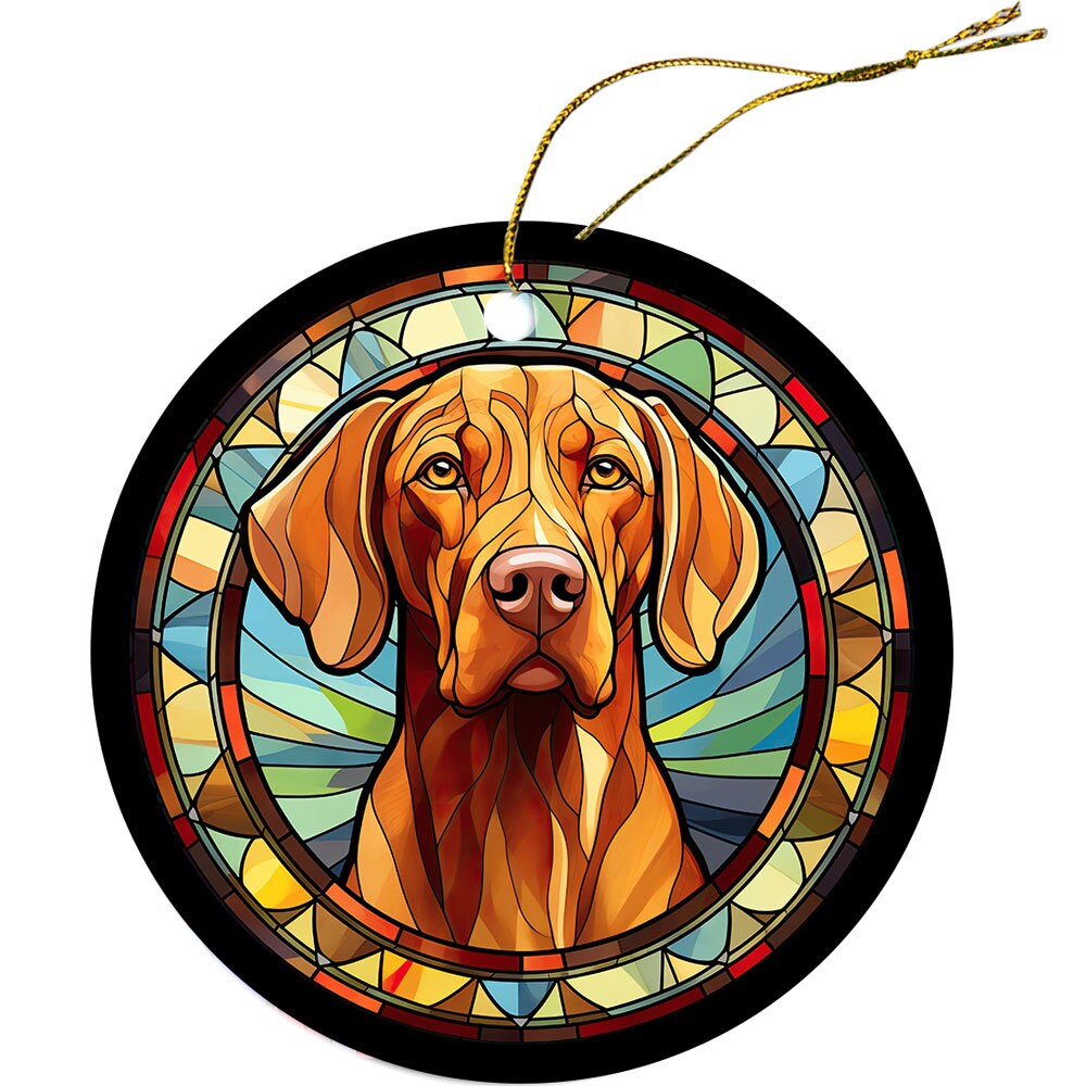 Dog Breed Christmas Ornament Stained Glass Style, 