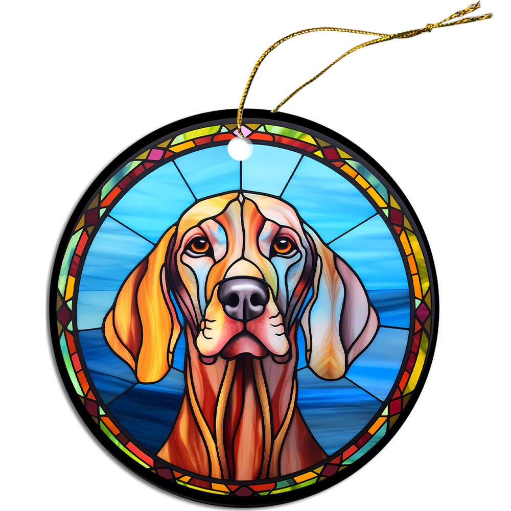 Dog Breed Christmas Ornament Stained Glass Style, 