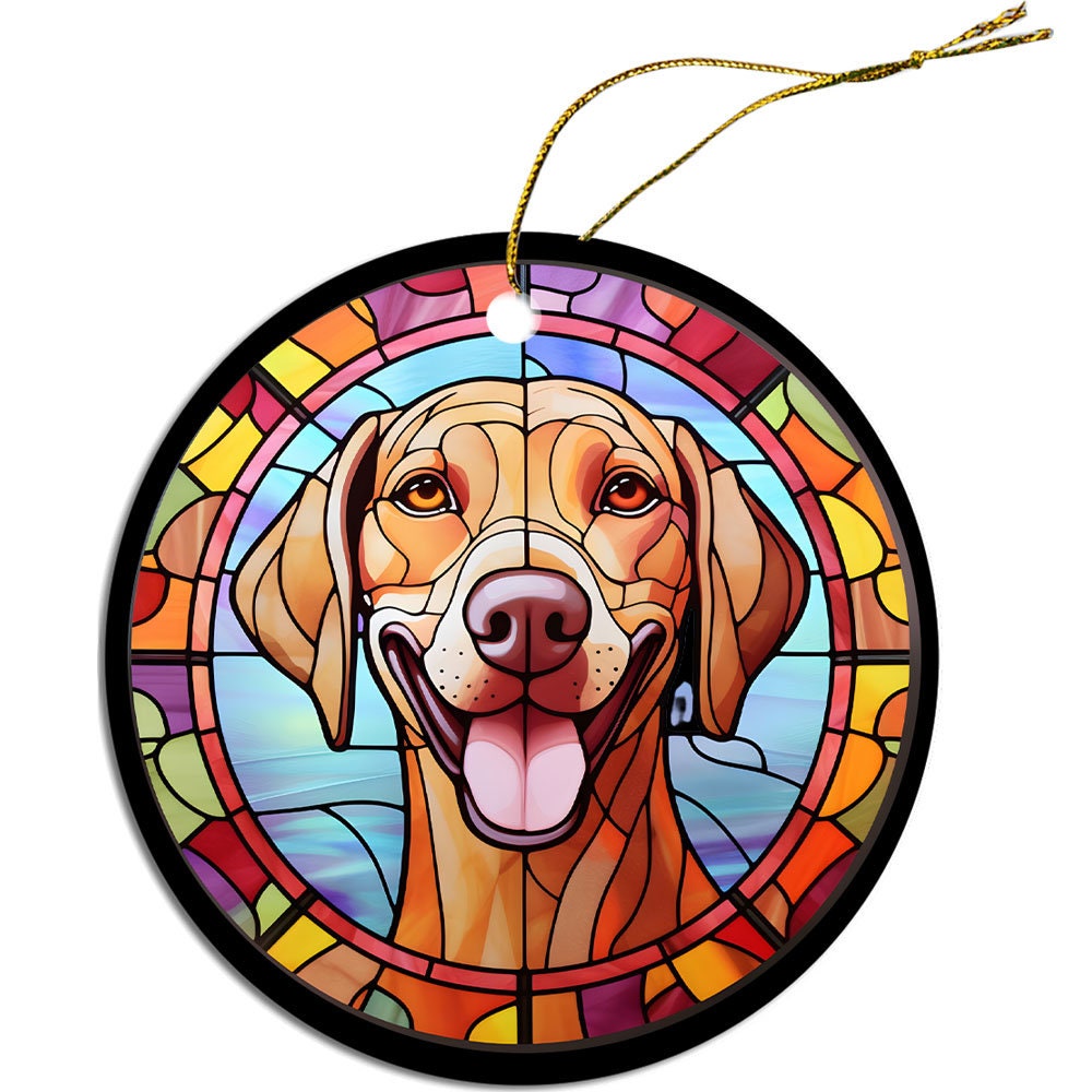 Dog Breed Christmas Ornament Stained Glass Style, 