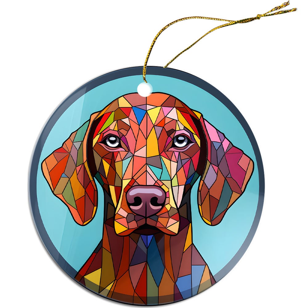 Dog Breed Christmas Ornament Stained Glass Style, 