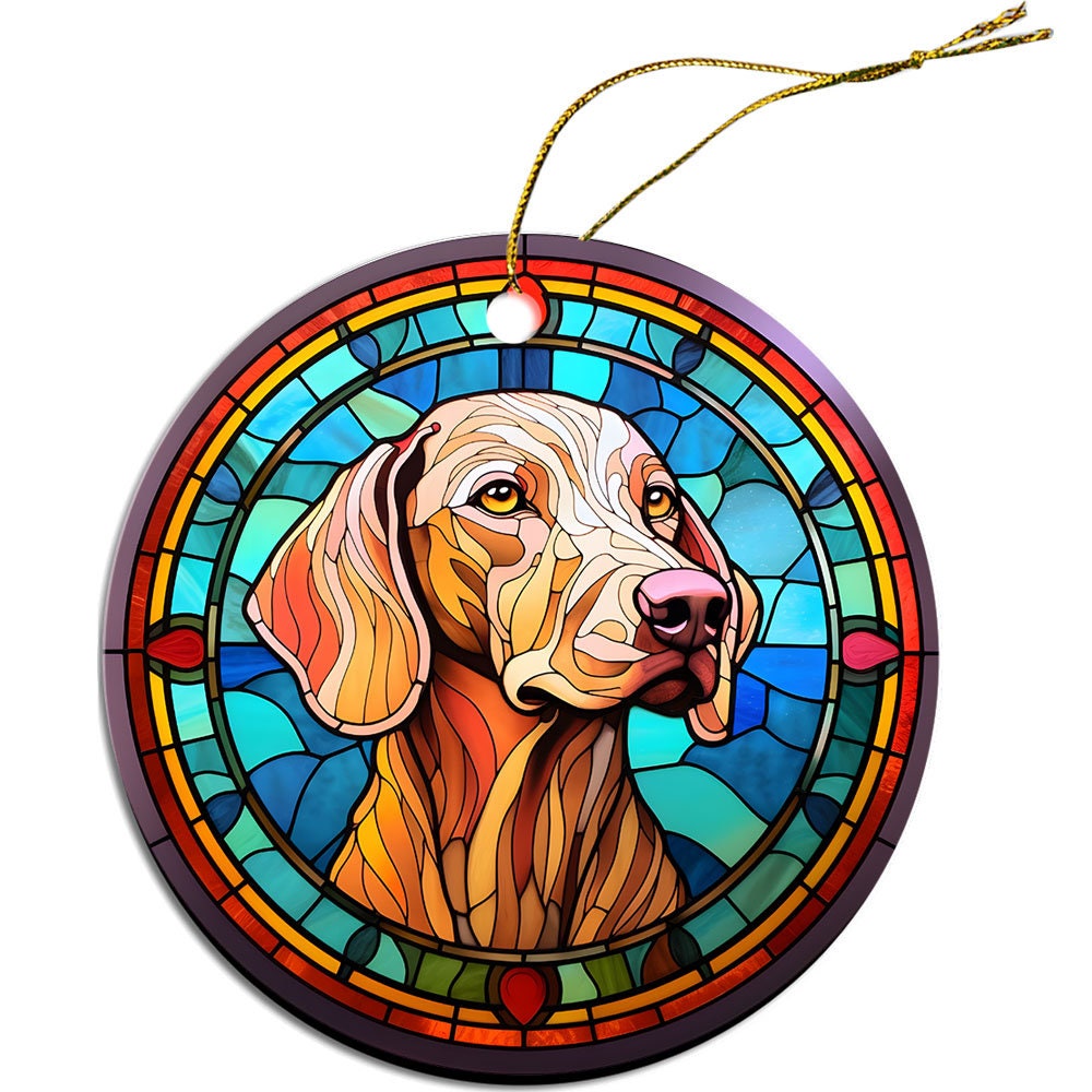 Dog Breed Christmas Ornament Stained Glass Style, 