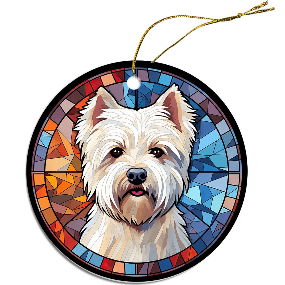 Dog Breed Christmas Ornament Stained Glass Style, 