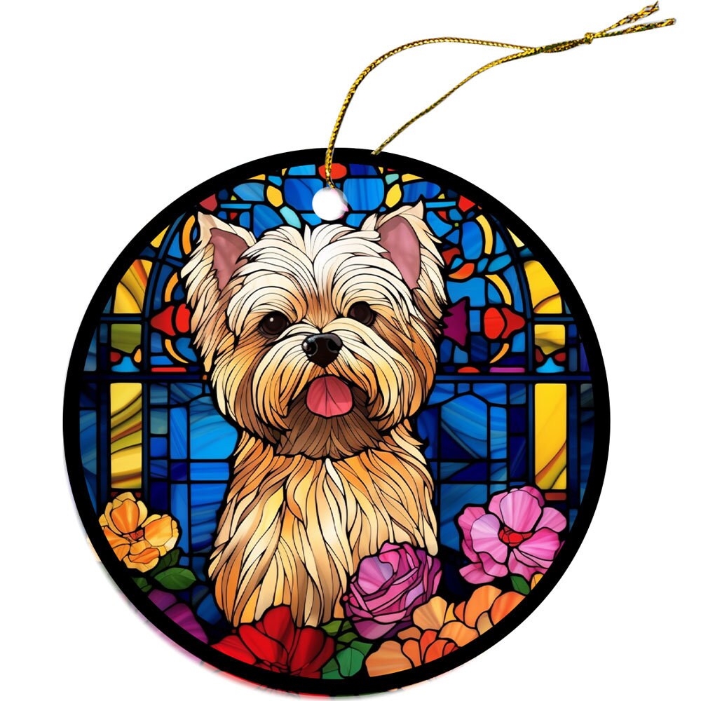 Dog Breed Christmas Ornament Stained Glass Style, 