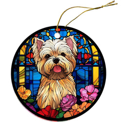 Dog Breed Christmas Ornament Stained Glass Style, "Westie"