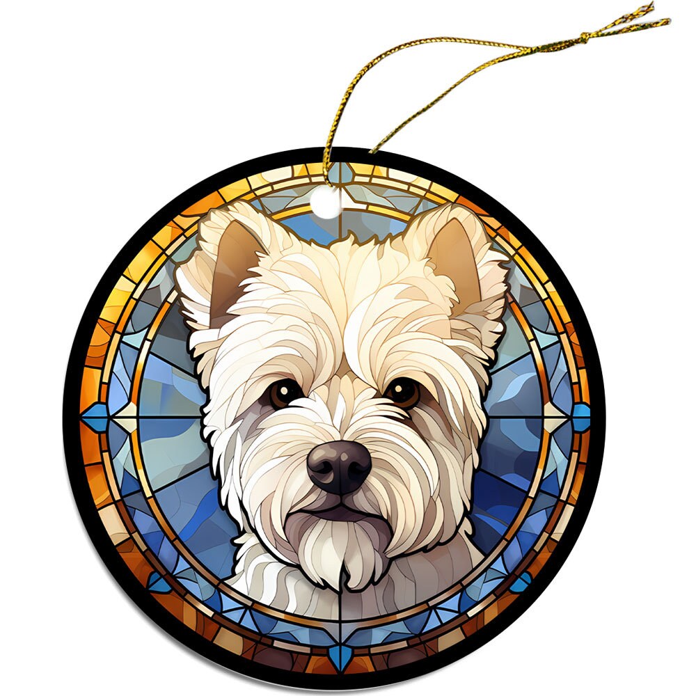 Dog Breed Christmas Ornament Stained Glass Style, 