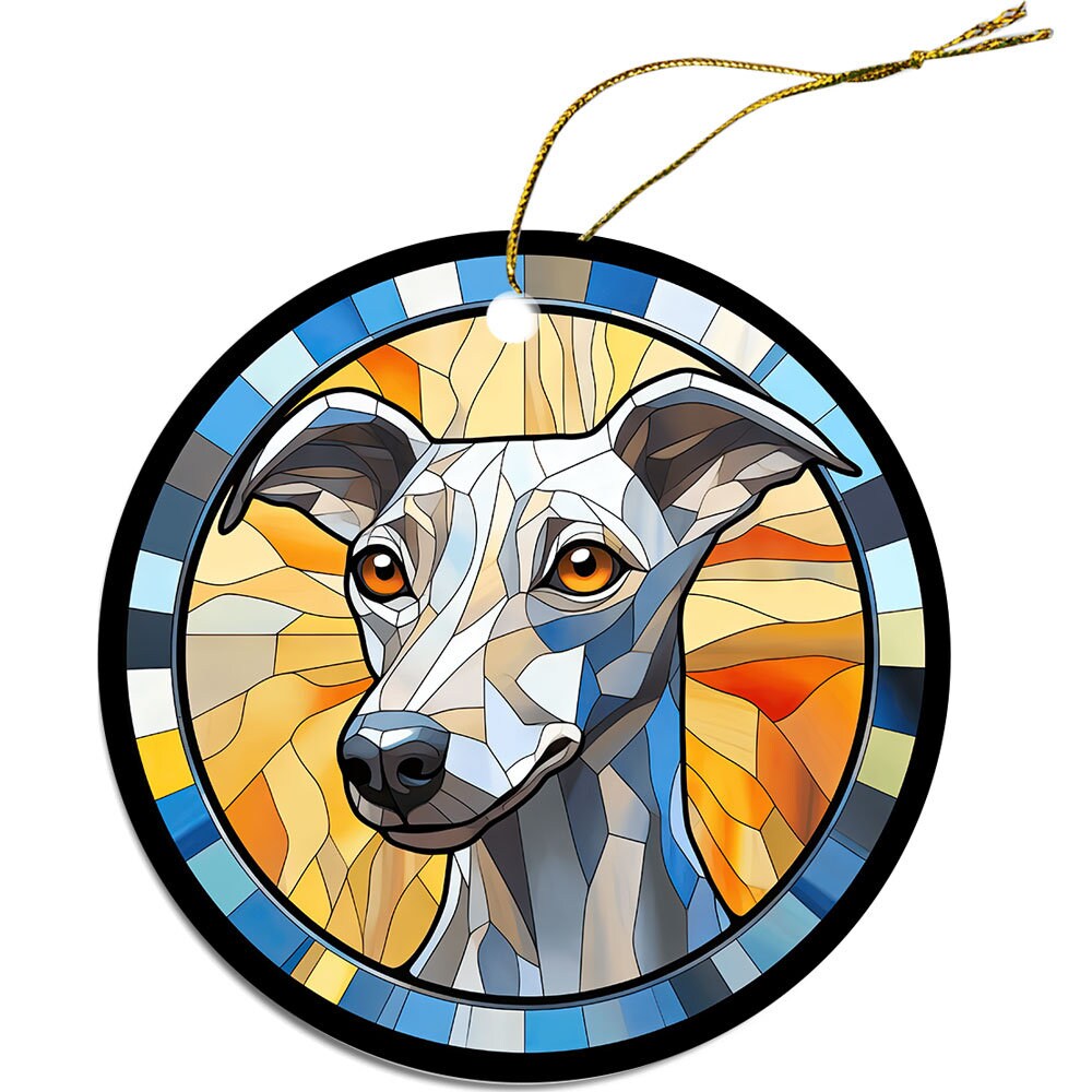 Dog Breed Christmas Ornament Stained Glass Style, 