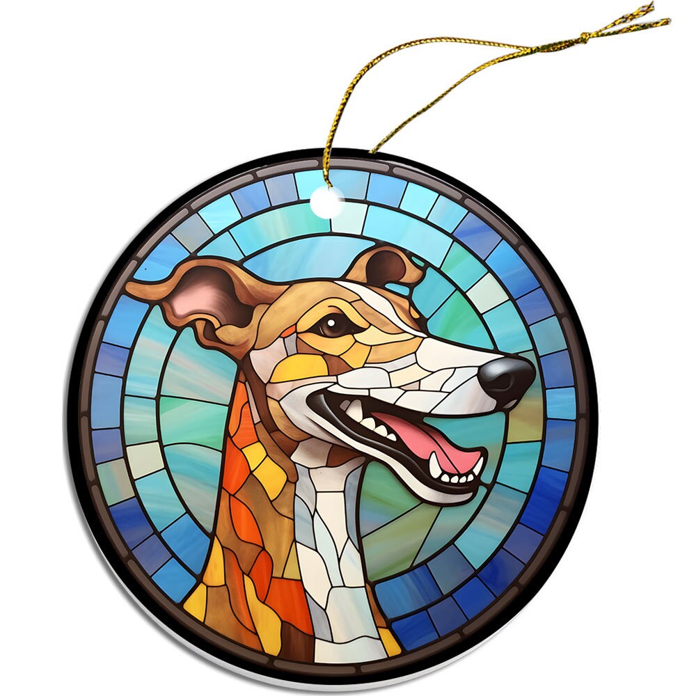 Dog Breed Christmas Ornament Stained Glass Style, 