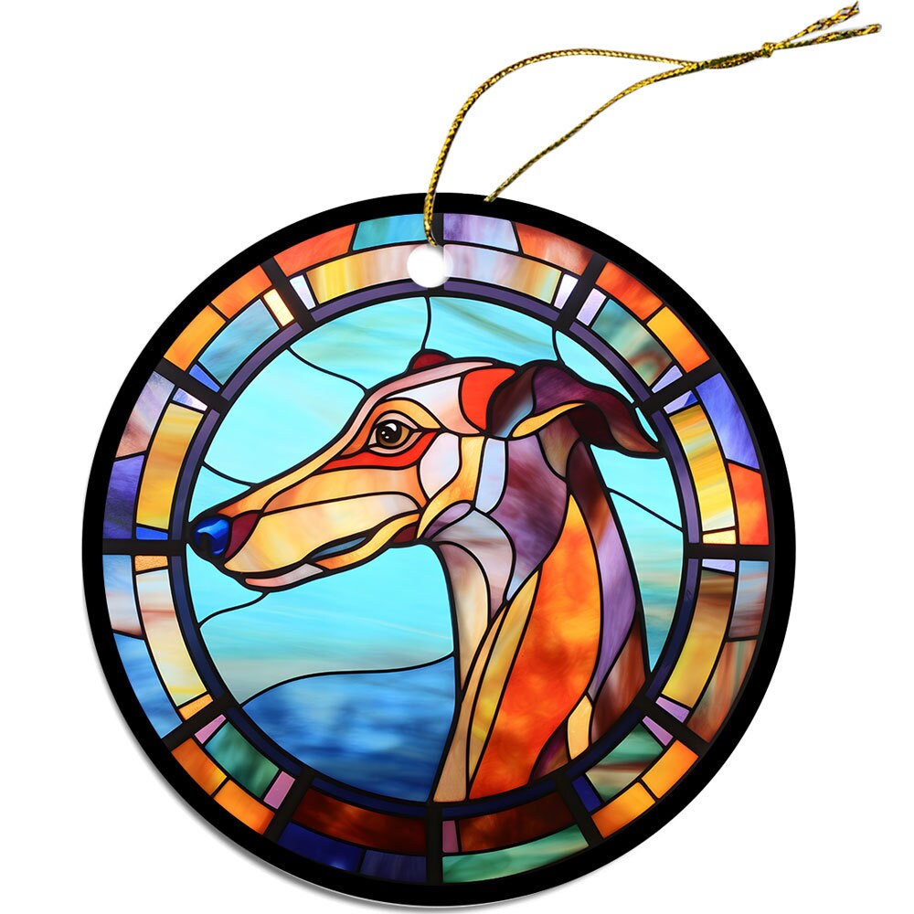 Dog Breed Christmas Ornament Stained Glass Style, 