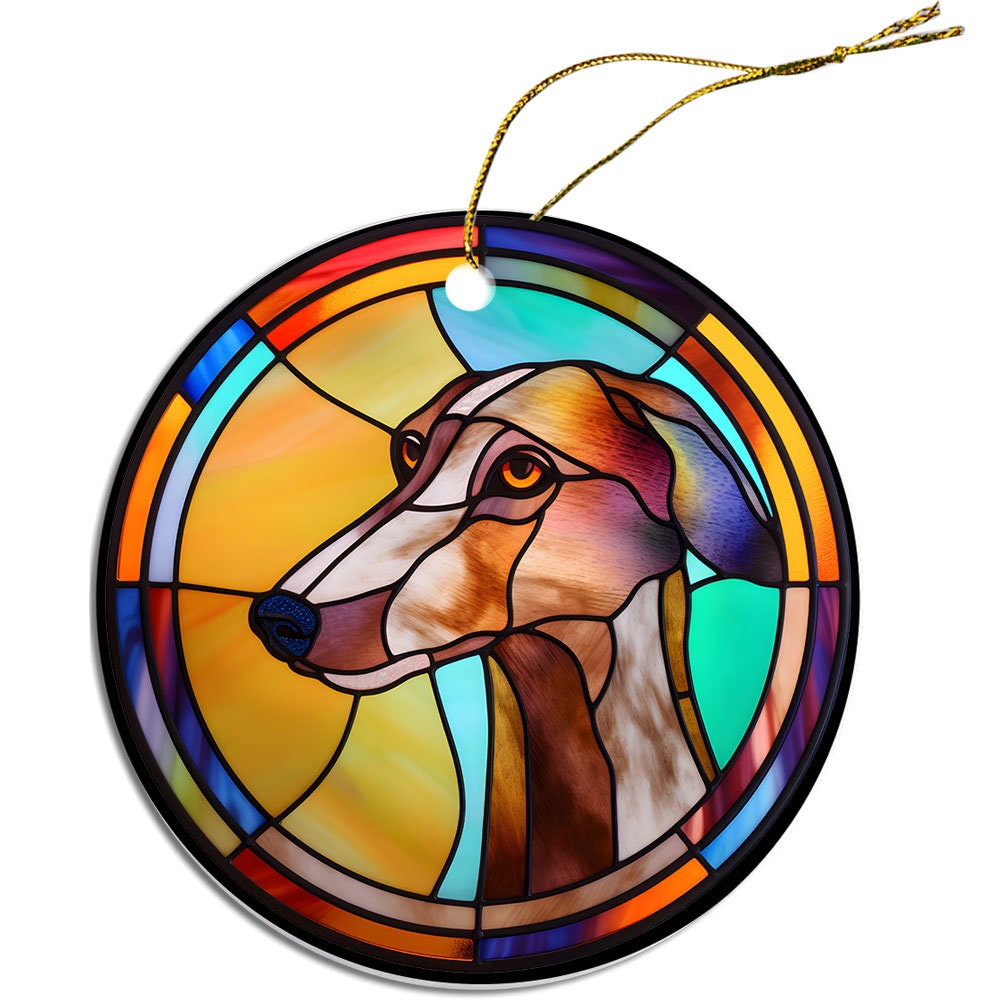 Dog Breed Christmas Ornament Stained Glass Style, 