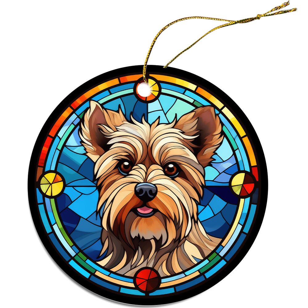 Dog Breed Christmas Ornament Stained Glass Style, 