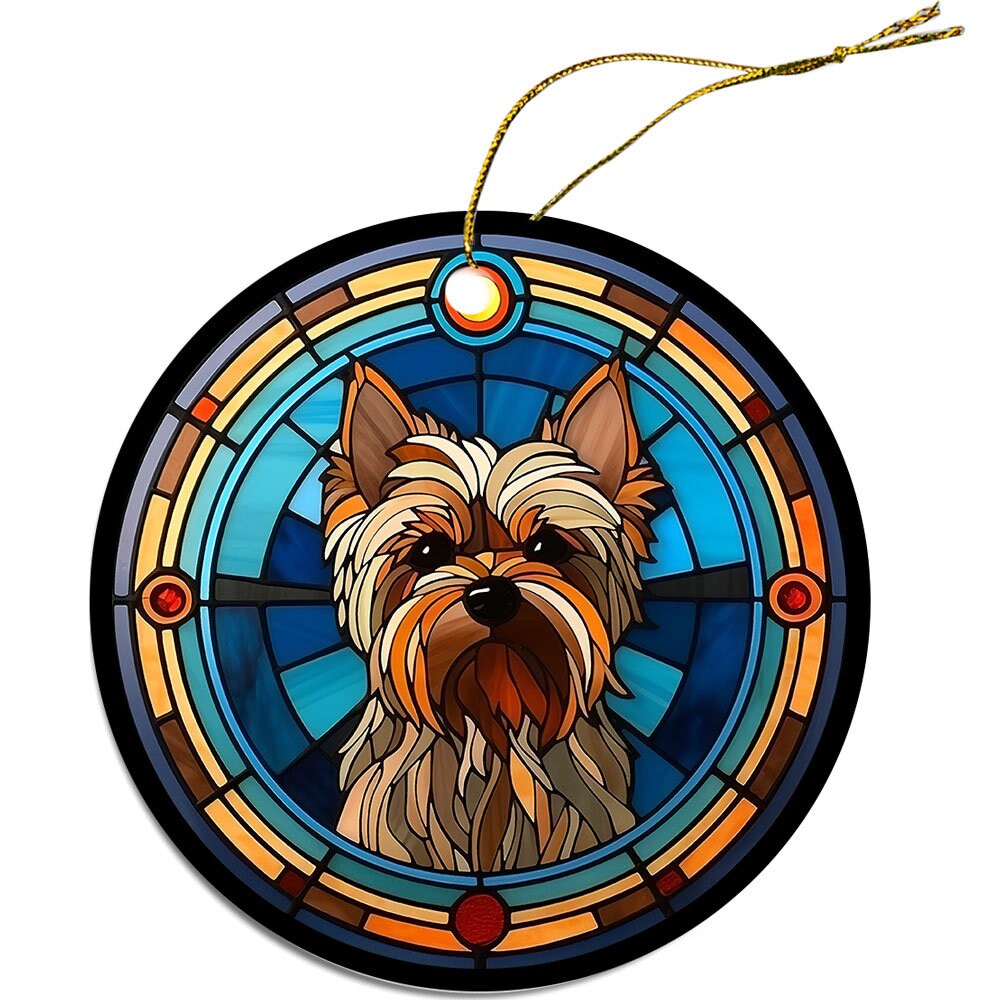 Dog Breed Christmas Ornament Stained Glass Style, 