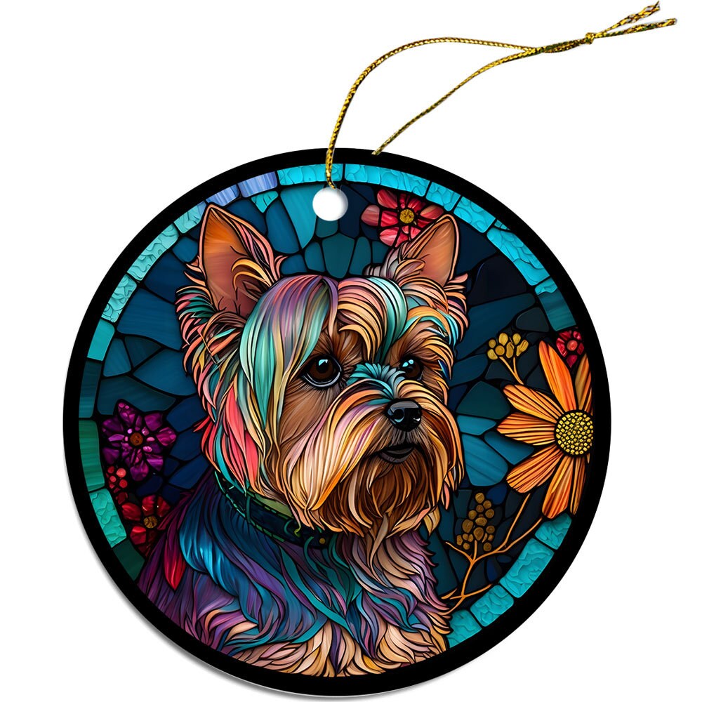 Dog Breed Christmas Ornament Stained Glass Style, 