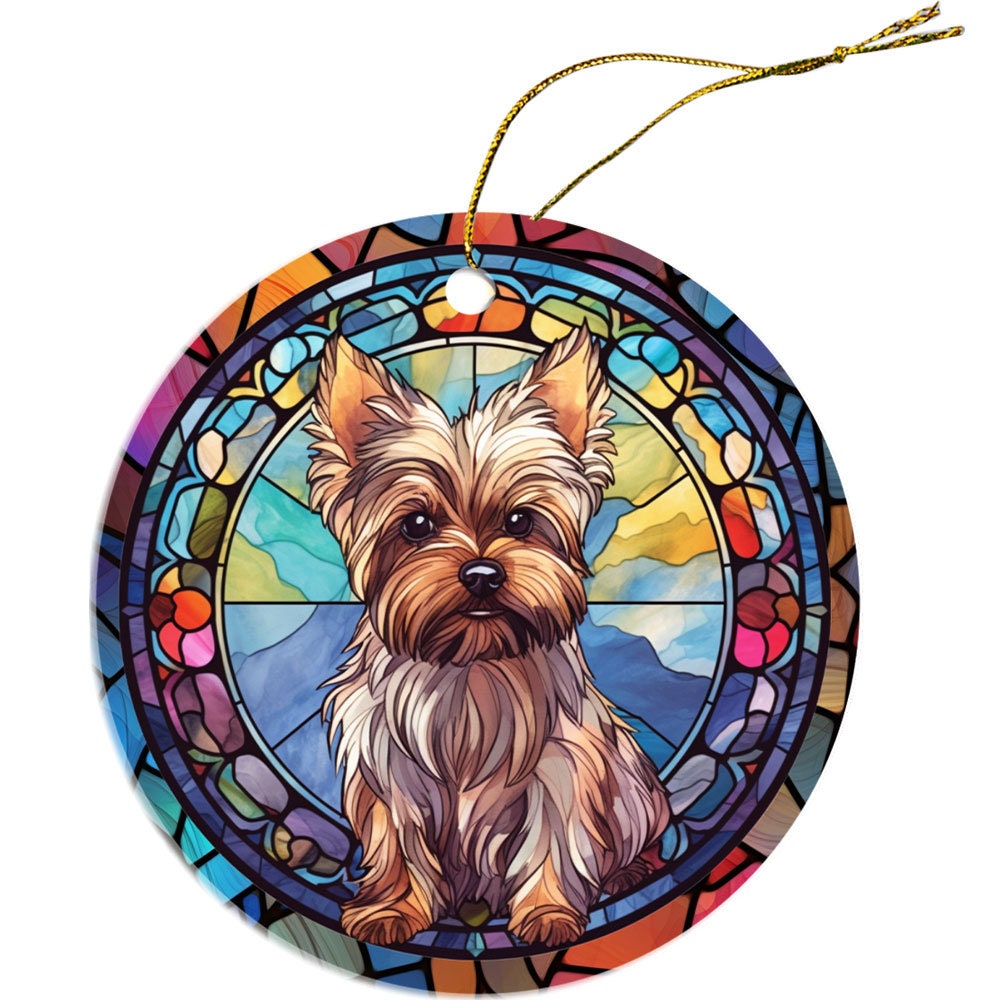 Dog Breed Christmas Ornament Stained Glass Style, 