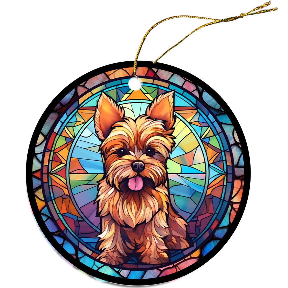 Dog Breed Christmas Ornament Stained Glass Style, 