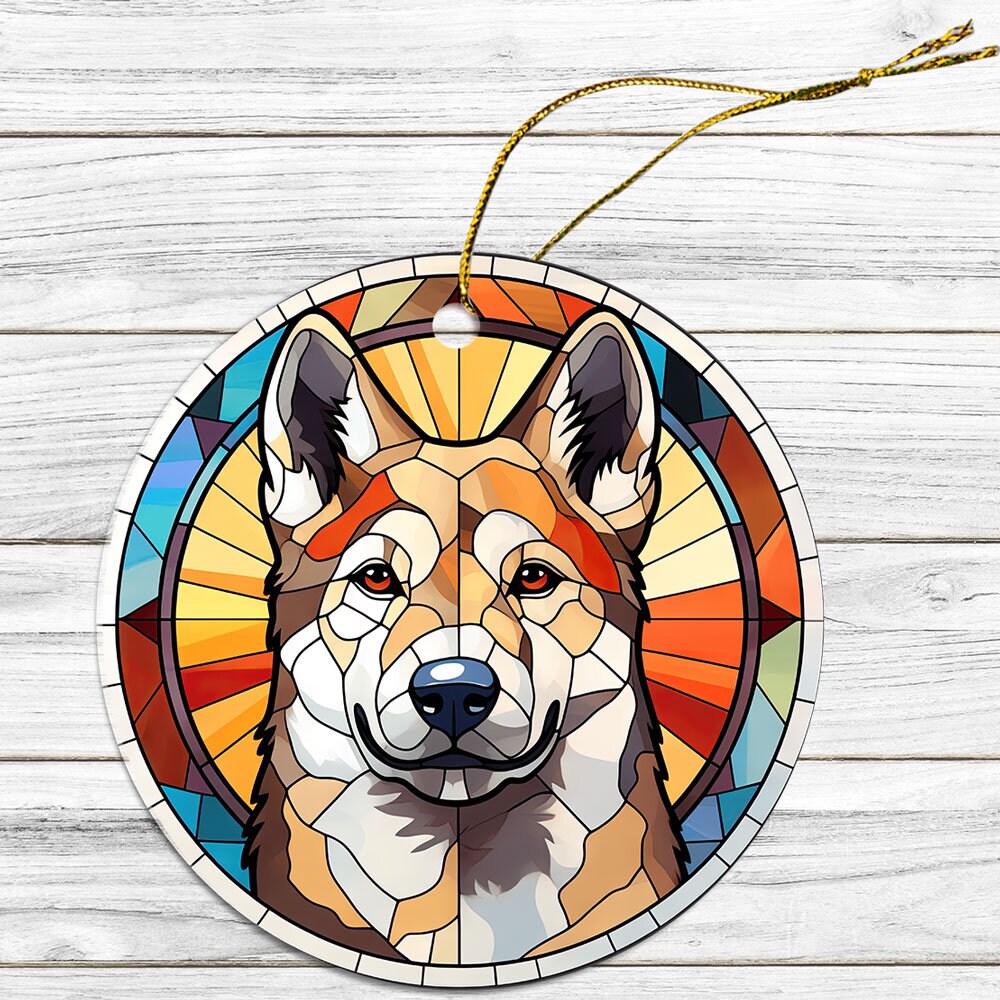 Dog Breed Christmas Ornament Stained Glass Style, 