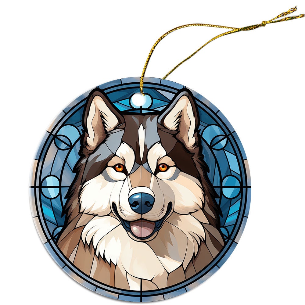 Dog Breed Christmas Ornament Stained Glass Style, 