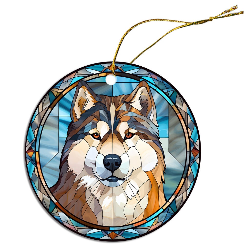 Dog Breed Christmas Ornament Stained Glass Style, 