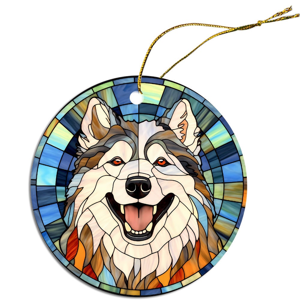 Dog Breed Christmas Ornament Stained Glass Style, 