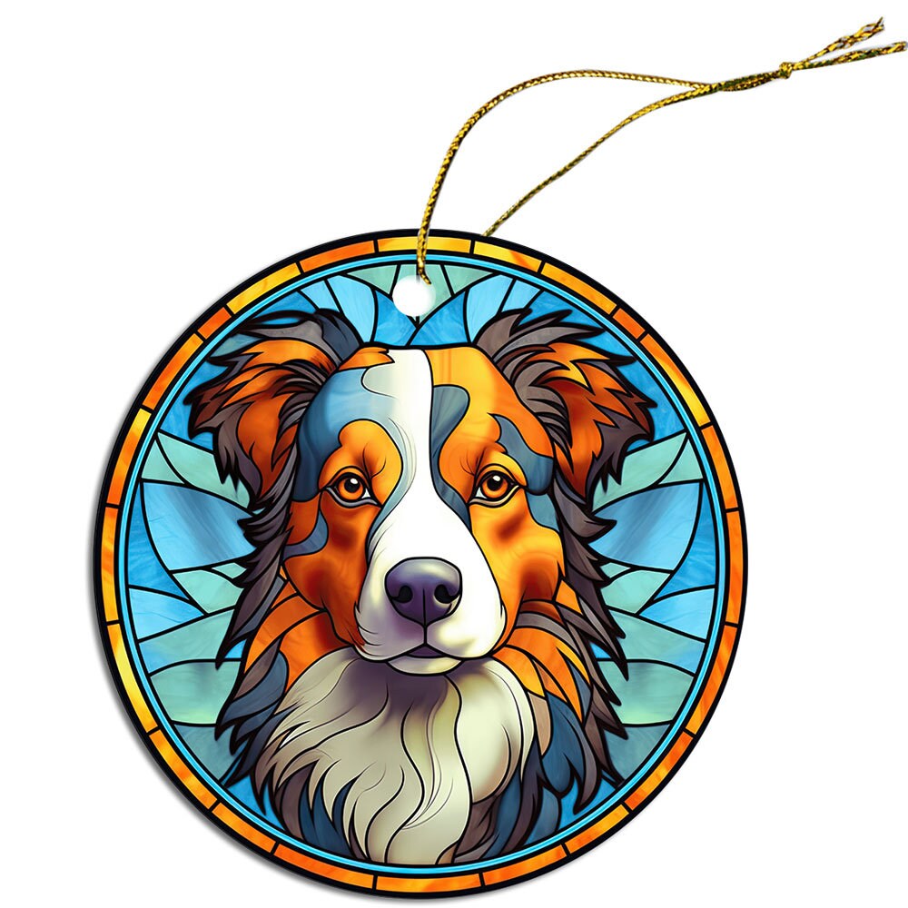 Dog Breed Christmas Ornament Stained Glass Style, 