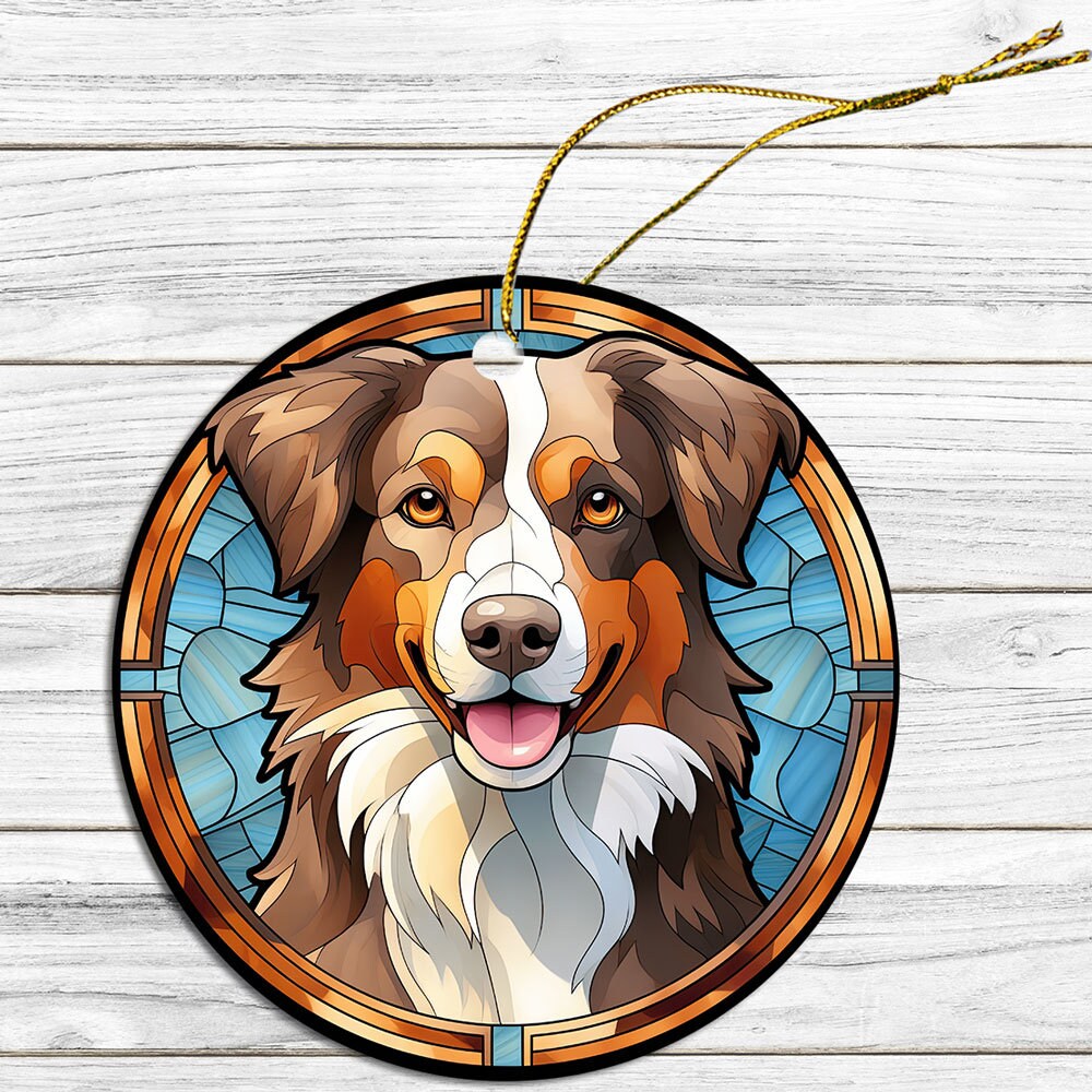 Dog Breed Christmas Ornament Stained Glass Style, 