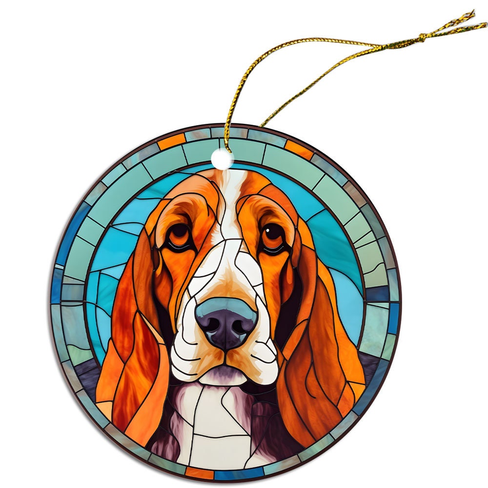 Dog Breed Christmas Ornament Stained Glass Style, 