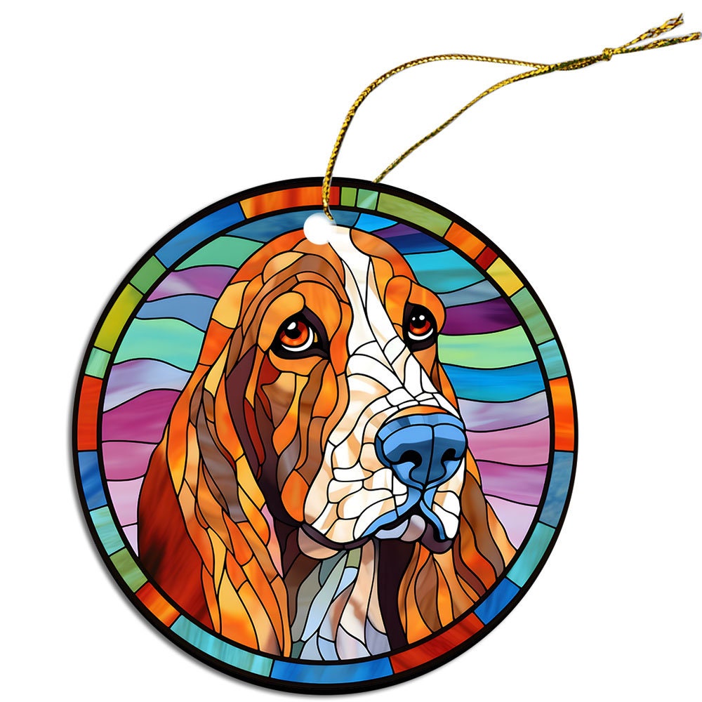 Dog Breed Christmas Ornament Stained Glass Style, 