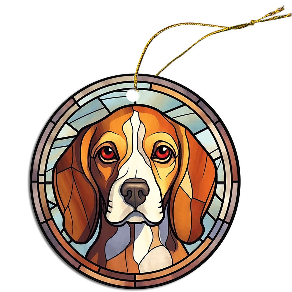 Dog Breed Christmas Ornament Stained Glass Style, 