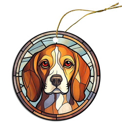 Dog Breed Christmas Ornament Stained Glass Style, "Beagle"