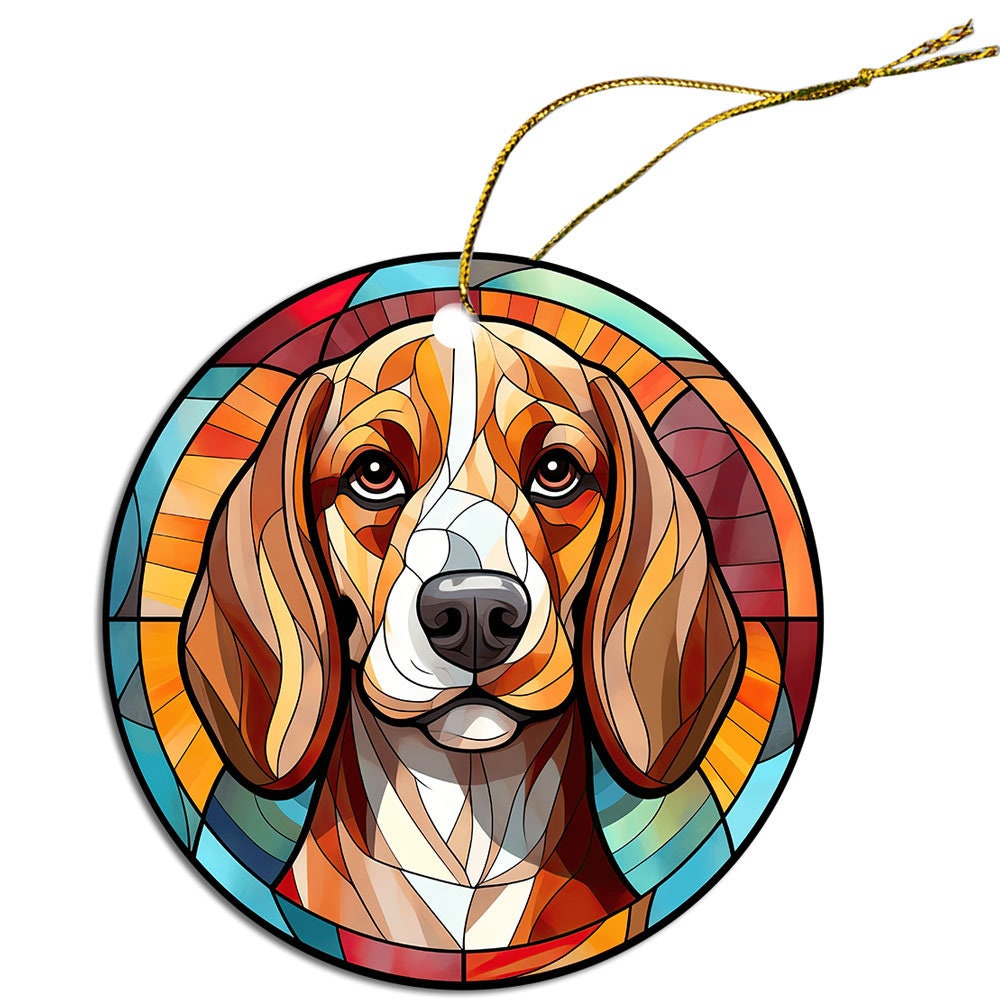 Dog Breed Christmas Ornament Stained Glass Style, 