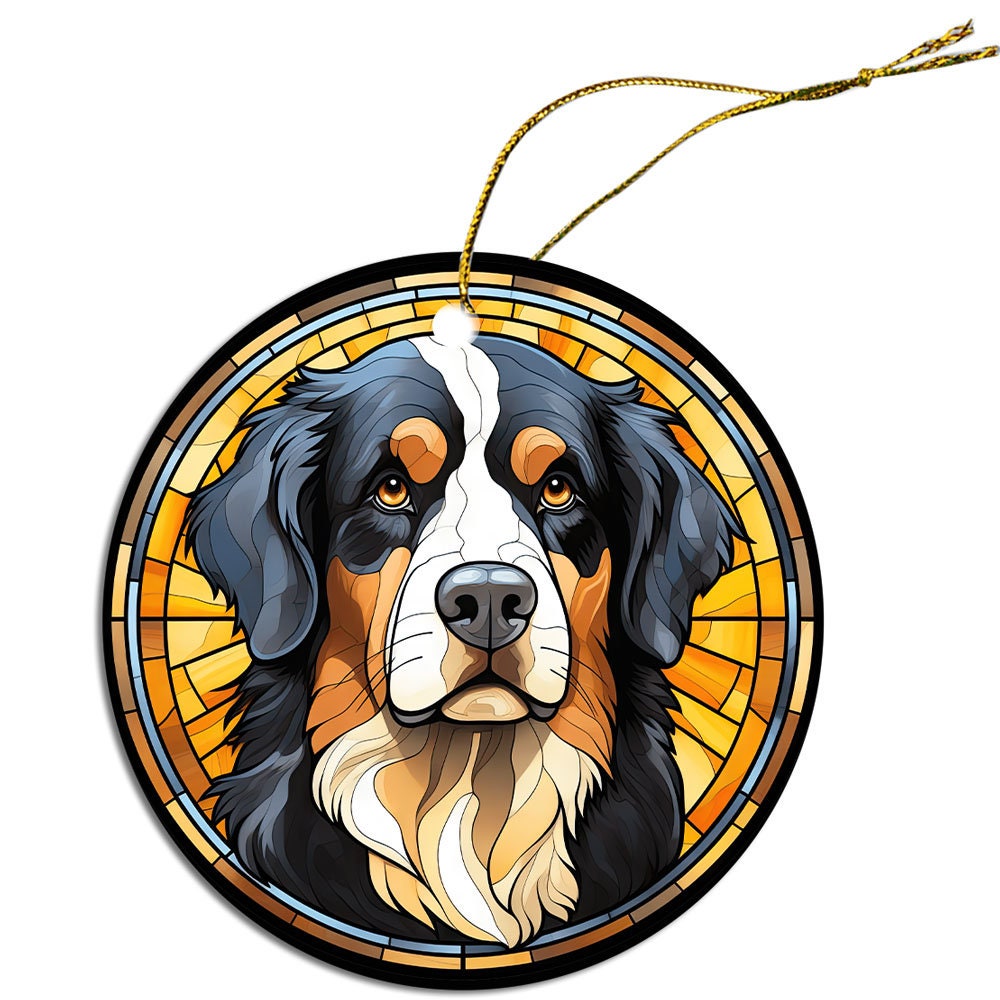 Dog Breed Christmas Ornament Stained Glass Style, 