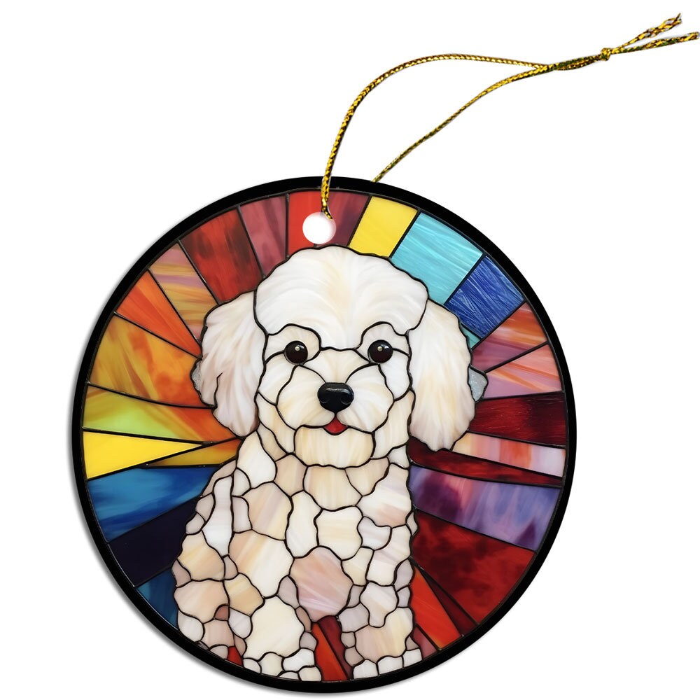 Dog Breed Christmas Ornament Stained Glass Style, 