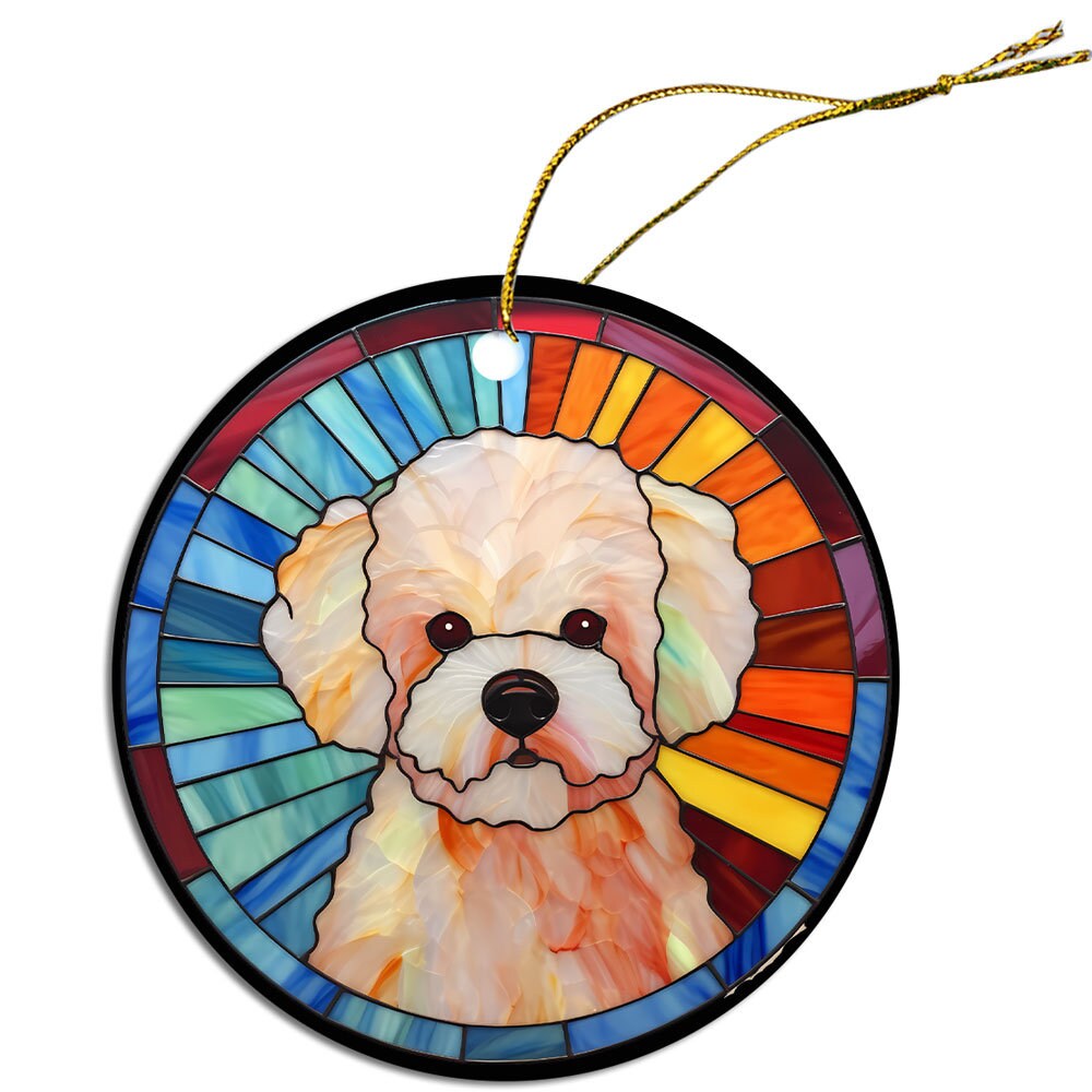 Dog Breed Christmas Ornament Stained Glass Style, 