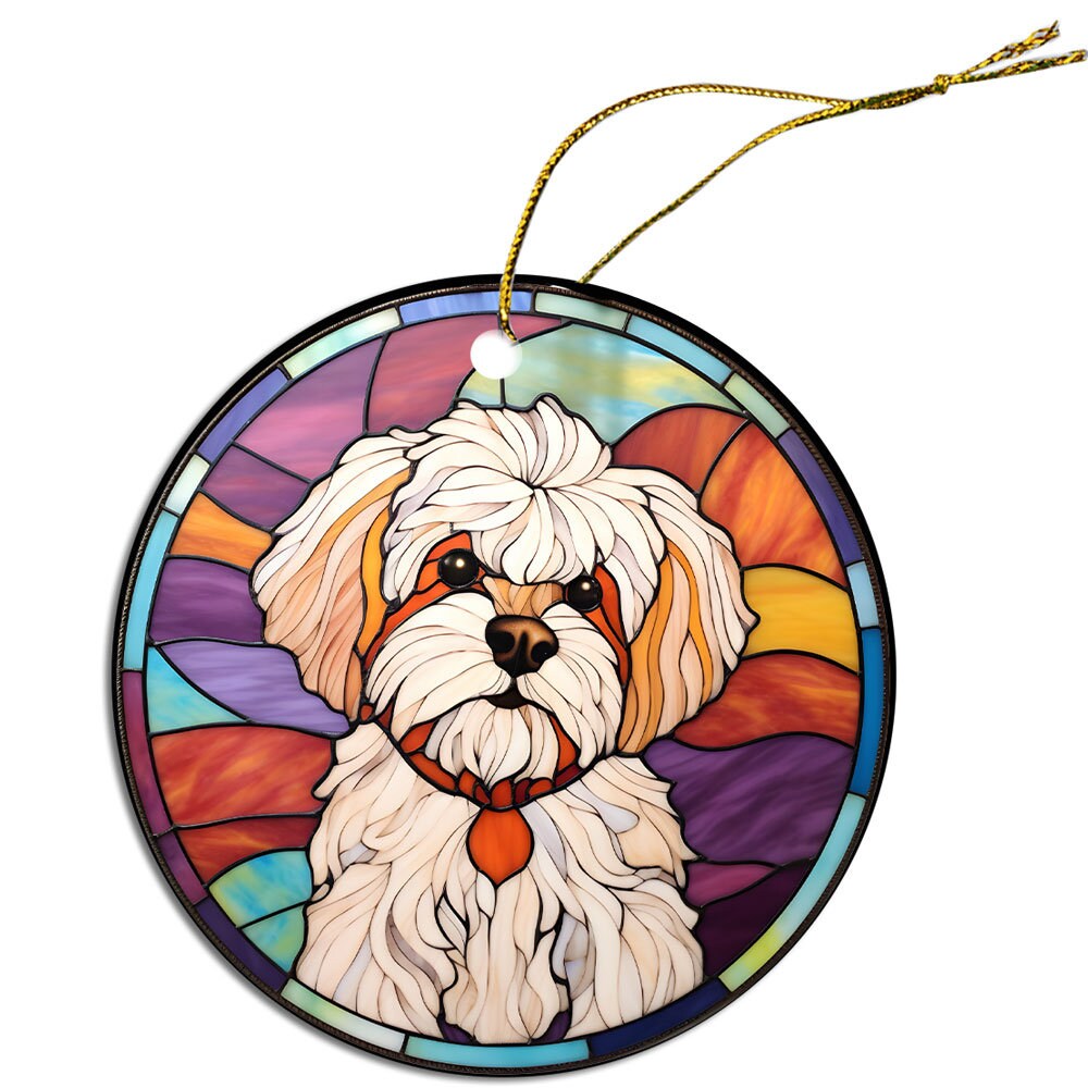 Dog Breed Christmas Ornament Stained Glass Style, 