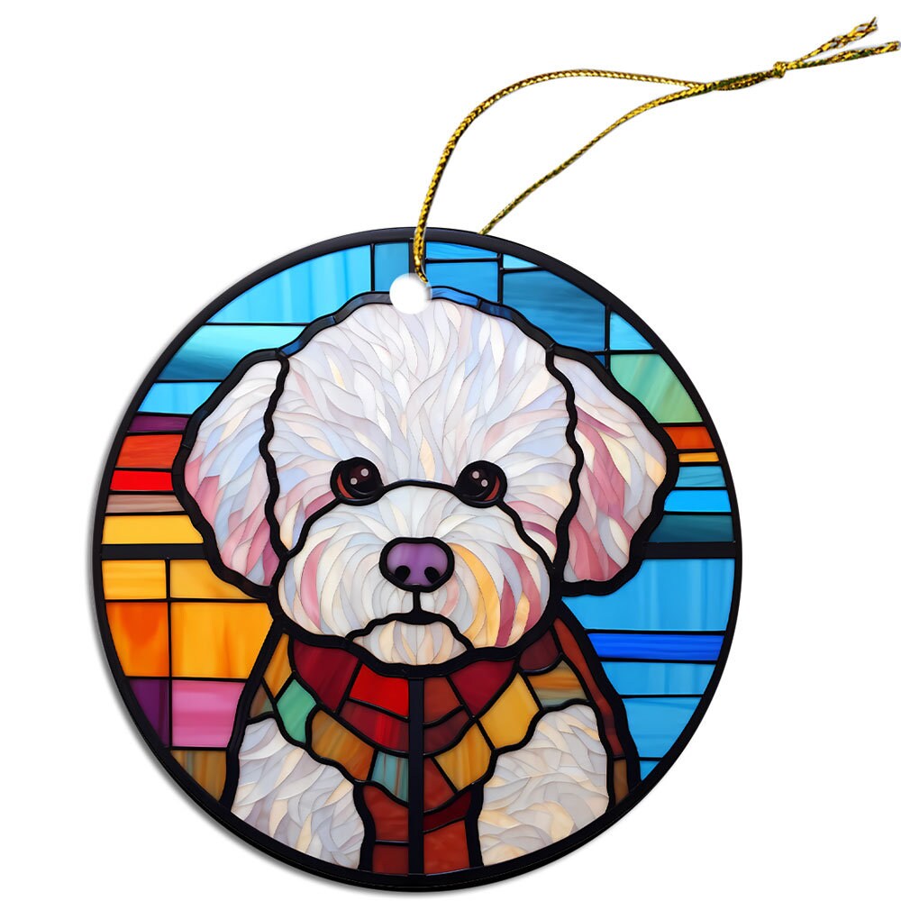 Dog Breed Christmas Ornament Stained Glass Style, 