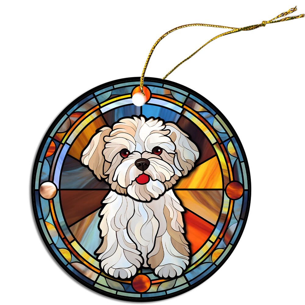 Dog Breed Christmas Ornament Stained Glass Style, 