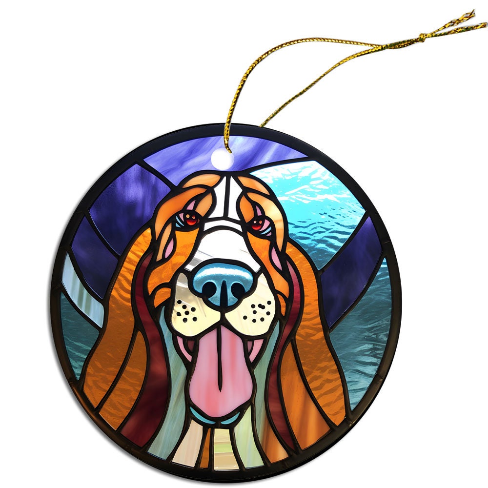 Dog Breed Christmas Ornament Stained Glass Style, 