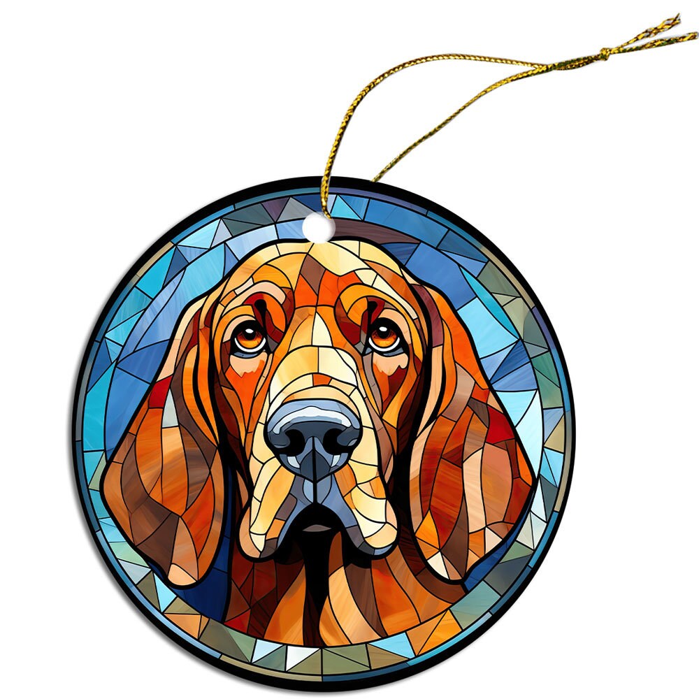 Dog Breed Christmas Ornament Stained Glass Style, 