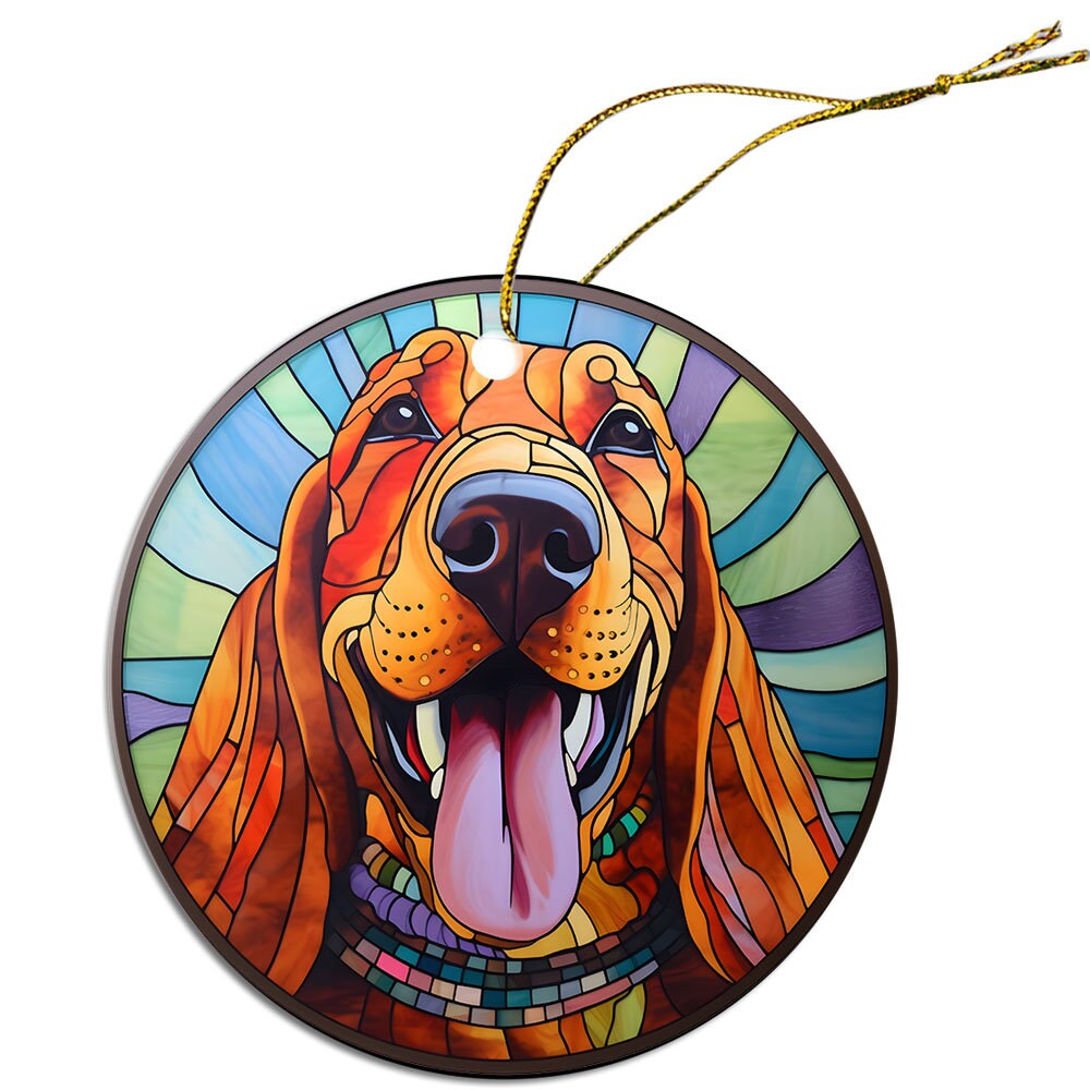 Dog Breed Christmas Ornament Stained Glass Style, 