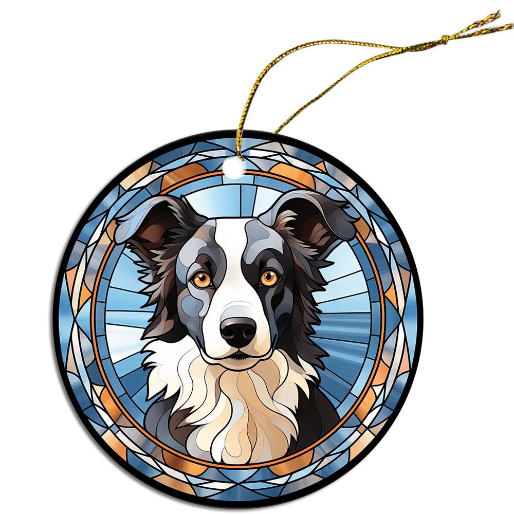 Dog Breed Christmas Ornament Stained Glass Style, 